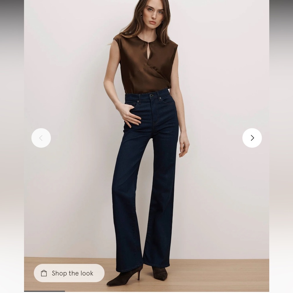 Veronica Beard Crosbie Wide-Leg Jean Dark-Wash High-Rise Italian Denim Jean, 30